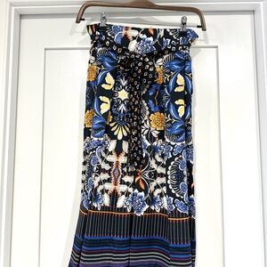LOFT Blue and Orange Floral Maxi Skirt